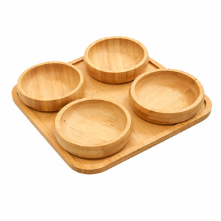 Kit Petisqueira/Molheira de Bambu 4 e 5 Peças – Ideal para Molhos, Doces, Frutas e Aperitivos