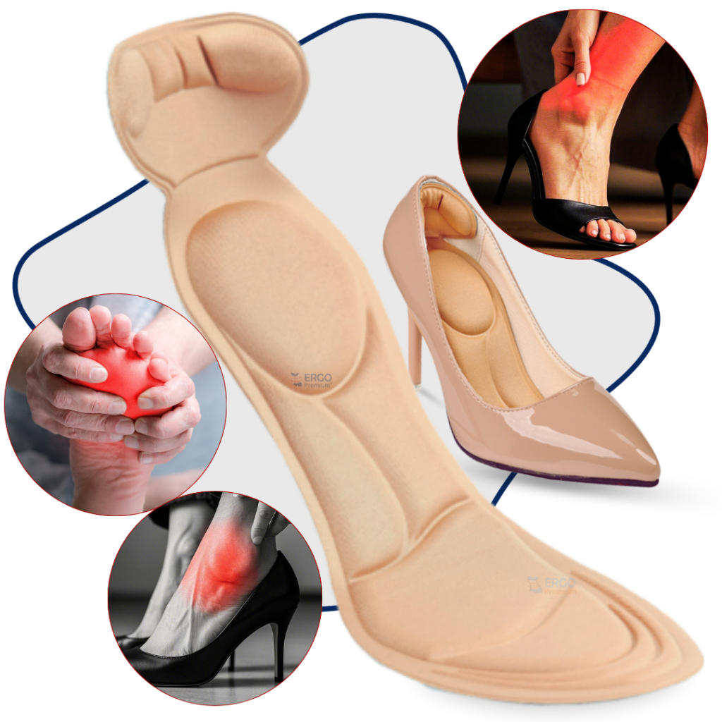 Palmilha Ortopédica Feminina Com Protetor de Calcanhar Para Salto Scarpin Sapatilhas