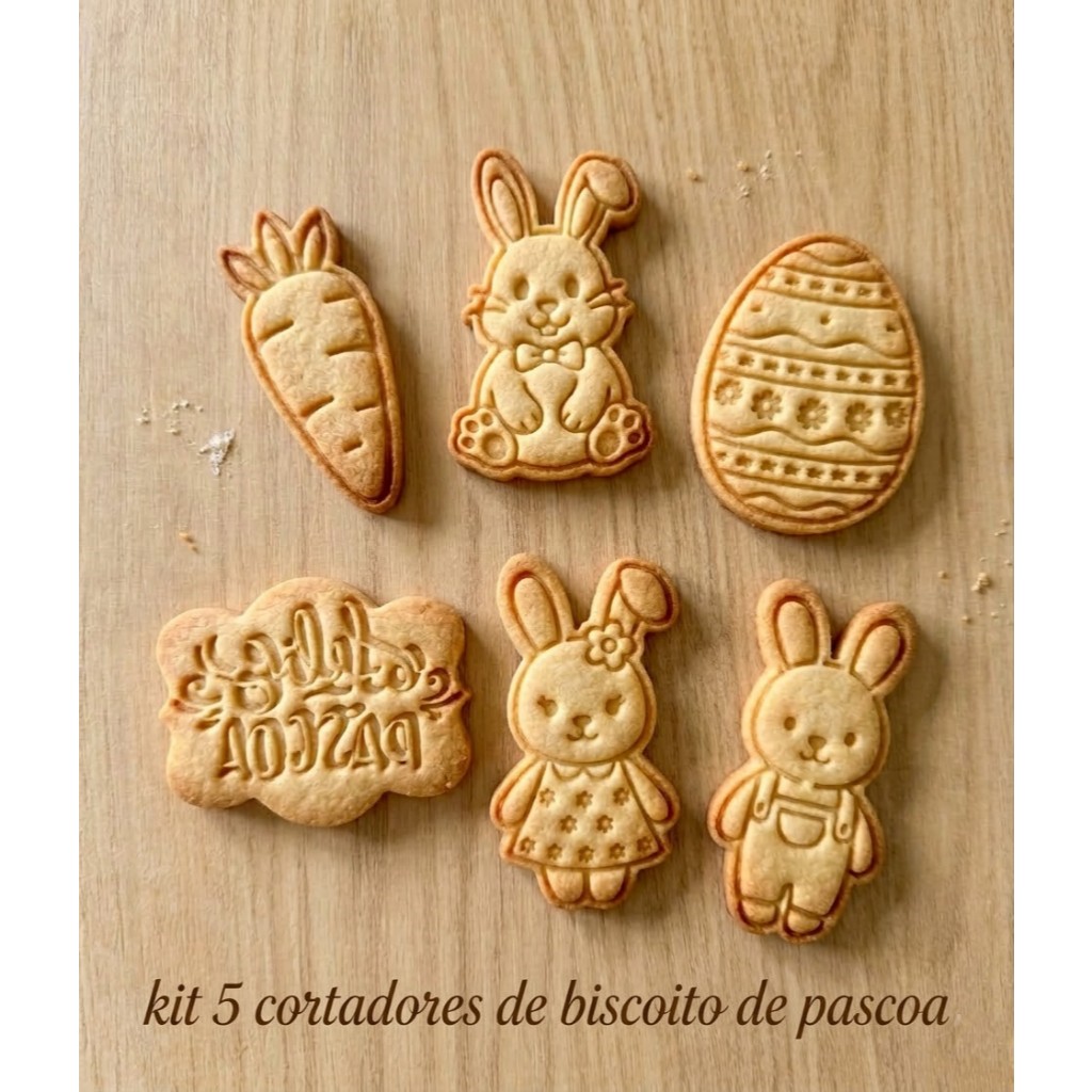 Cortador de Biscoito Pascoa Coelhinho Ovo Marcador Carimbo Massa Biscuit - Envio Imediato em Oferta na Shopee