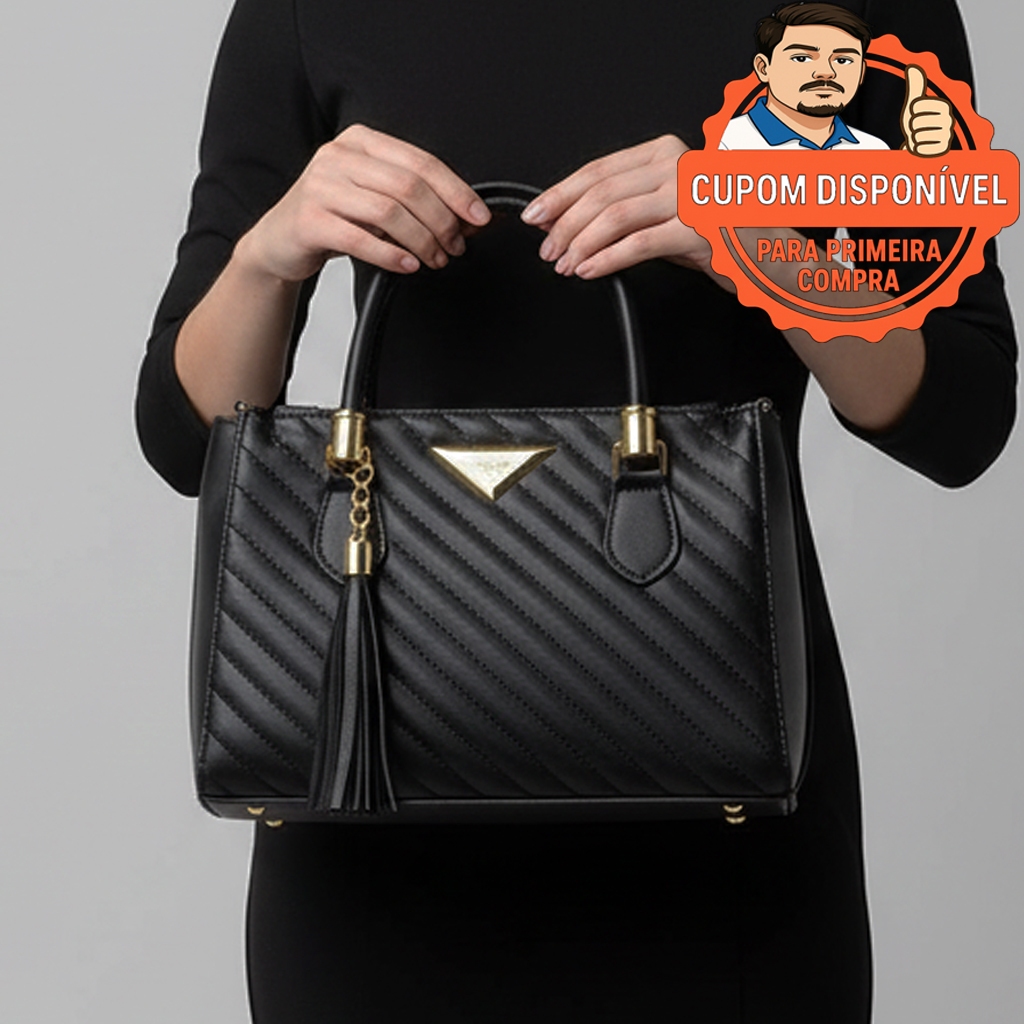 Bolsa Feminina Linea Bordada Media com Alça Ombro