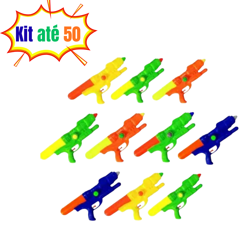 Kit até 50 Pistolas de Água 22Cm Reservatório Sortido Brinquedo Infantil Verão Diversão
