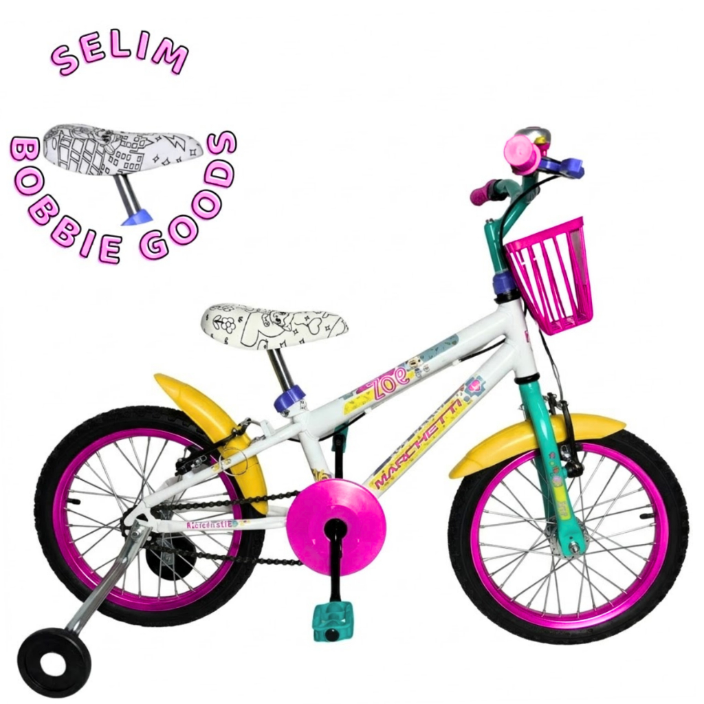 Bicicleta Bike Infantil Menina Menino Marchetti Aro 16 Banco Colorível Bobbie Goods Com Rodinhas