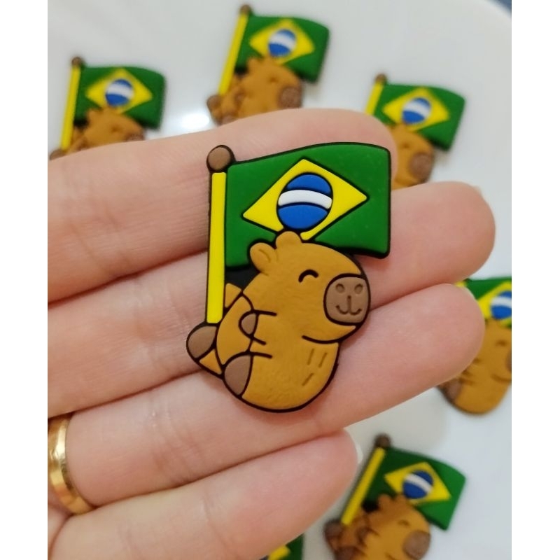 Aplique Emborrachado Brasil Seleção Brasileira Bandeira Copa Futebol 10 UNIDADES Para Artesanato