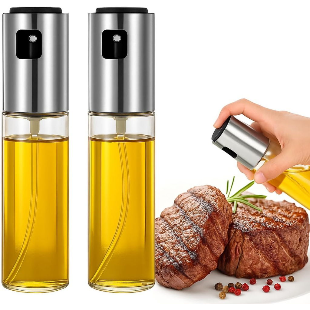 Spray Borrifador de Azeite e Vinagre 100ml – Vidro Recarregável para Cozinha