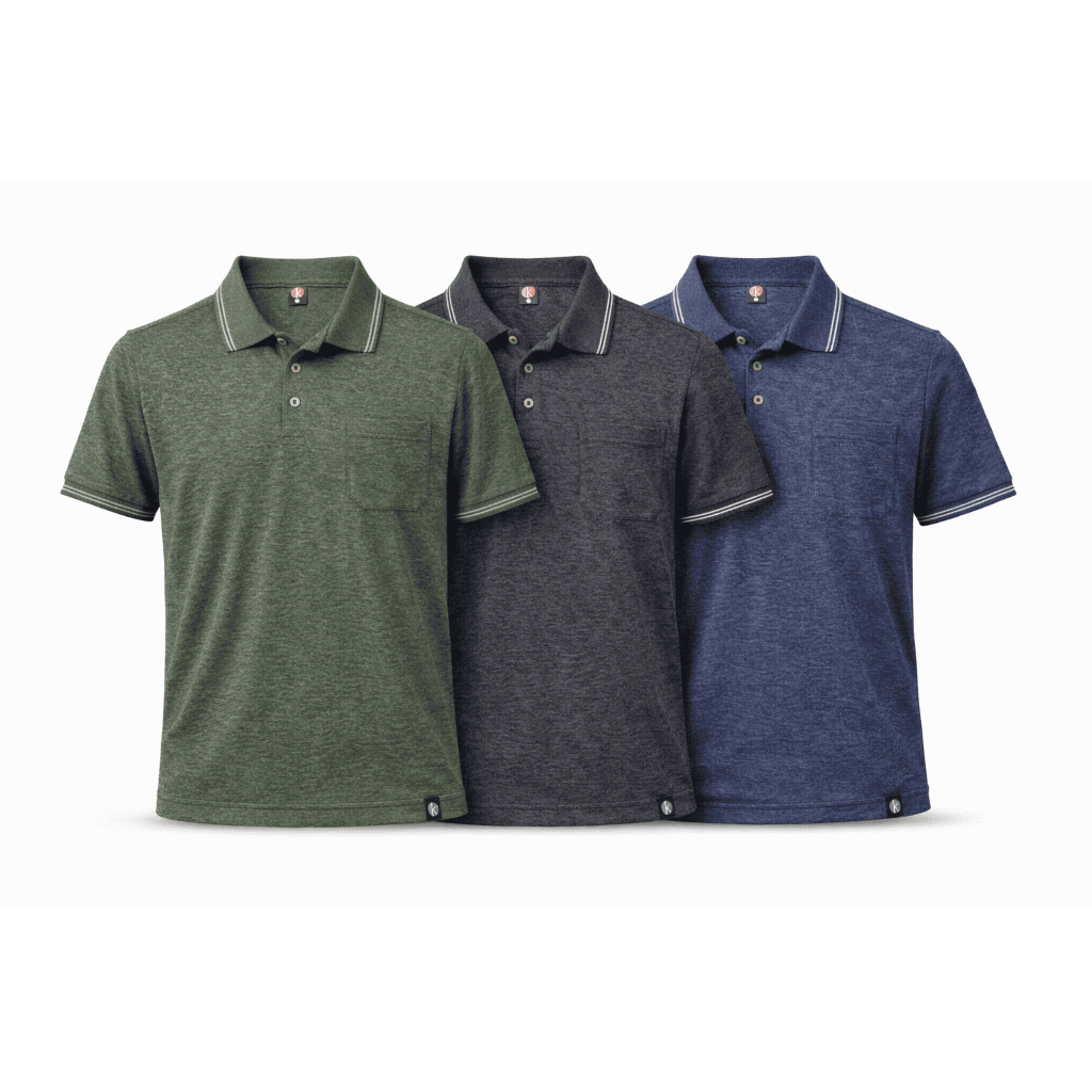 Kit 3 Camisas Polo Com Bolso Piquet Benetton Premium Botão em Bronze