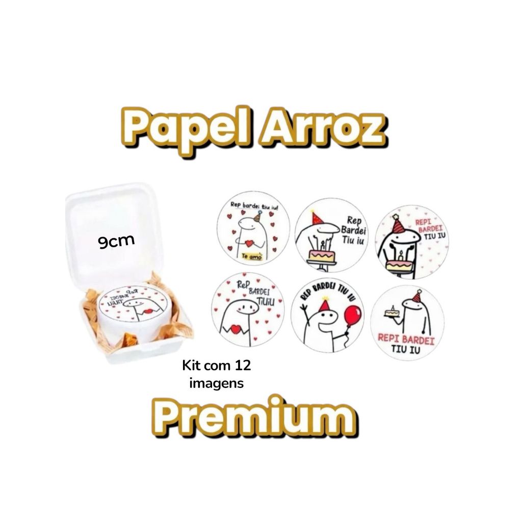 Kit C/12 Papel Arroz Bento Cake Flork Frases Aniversário 9cm - Bolo Marmita em Oferta na Shopee