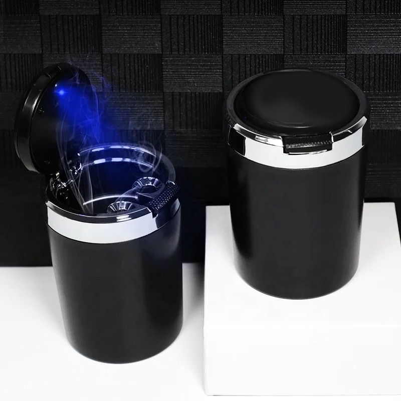 Lixeira de Carro Com LED Anti Odor Tampa Porta Objetos Organizador Veicular Compacto Multiuso