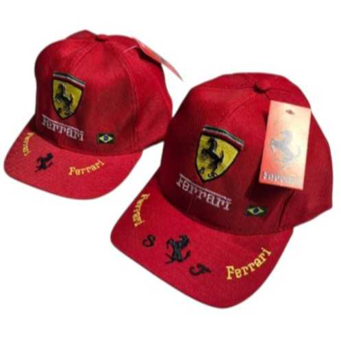 Kit de Boné Pai e Mae e Filho Ferrari Formula 1, Boné Nacional Aba Curva