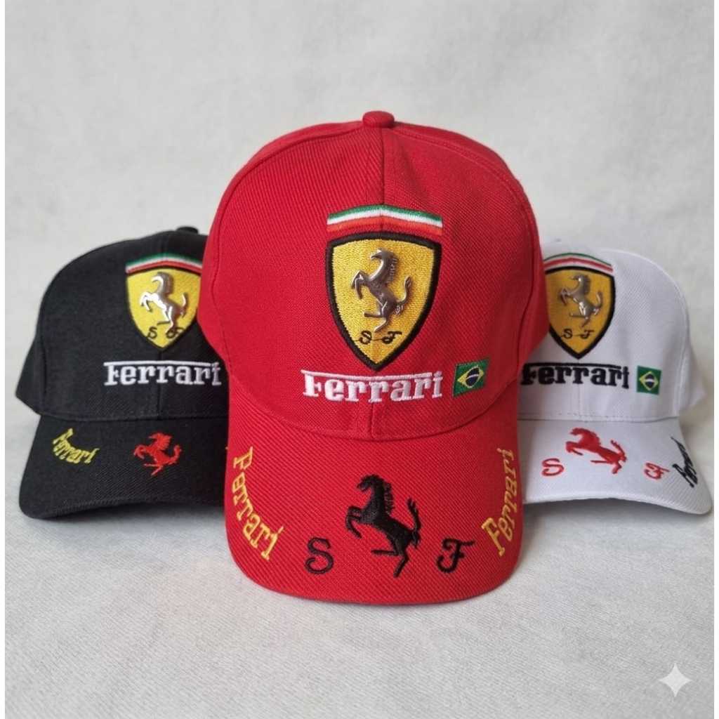 Boné Infantil Ferrari Bordado Aba Curva Ajustável - Pronta Entrega em Oferta na Shopee