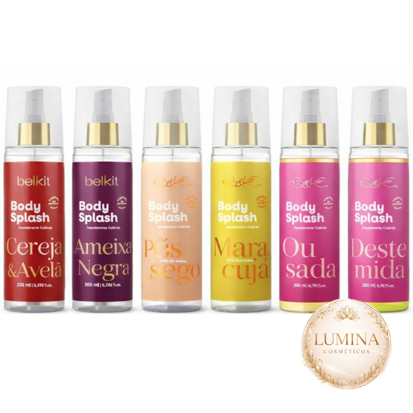 Body Splash BELKIT FEMININO 200ml Perfume Colonia Desodorante Corporal Alta Fixação Dia e Noite Pele