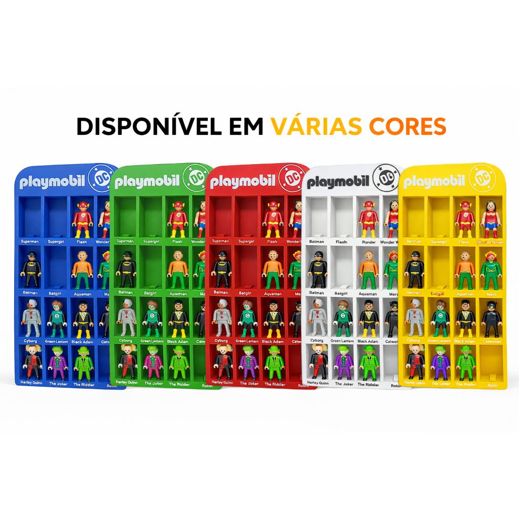 Expositor Playmobil Heróis DC |Suporte Organizador Bonecos | Impressão 3D |Várias Cores Disponíveis