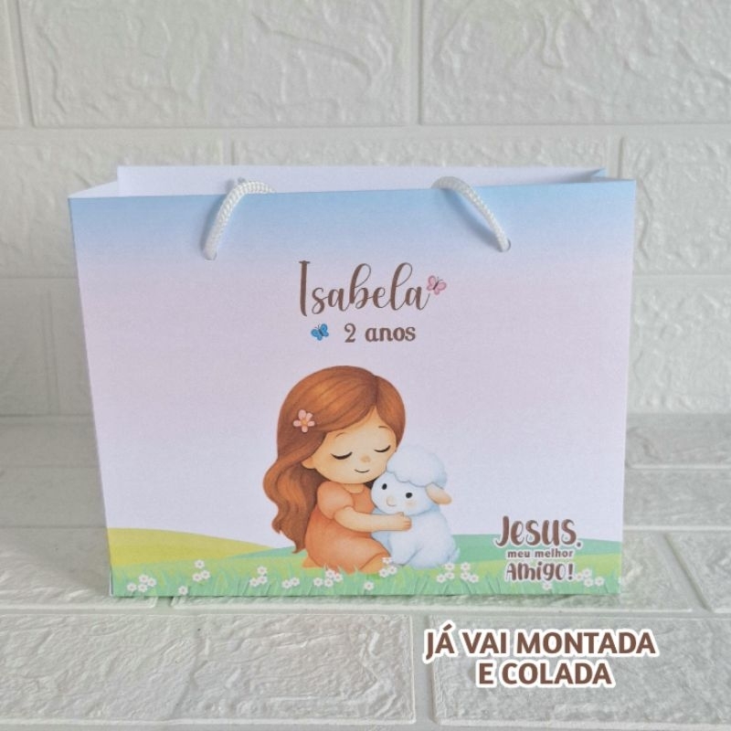 Sacolinha Personalizada Jesus Meu Melhor Amigo Menina ( já vai montada) Lembrancinha |Aniversário |Festa Infantil