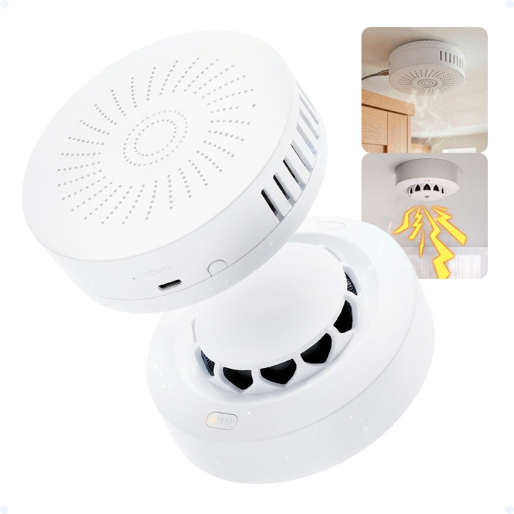 Kit Detector Sensor Fumaça E Gás Wi-Fi Alarme Sonoro Com Notificações No App Inteligente Tuya