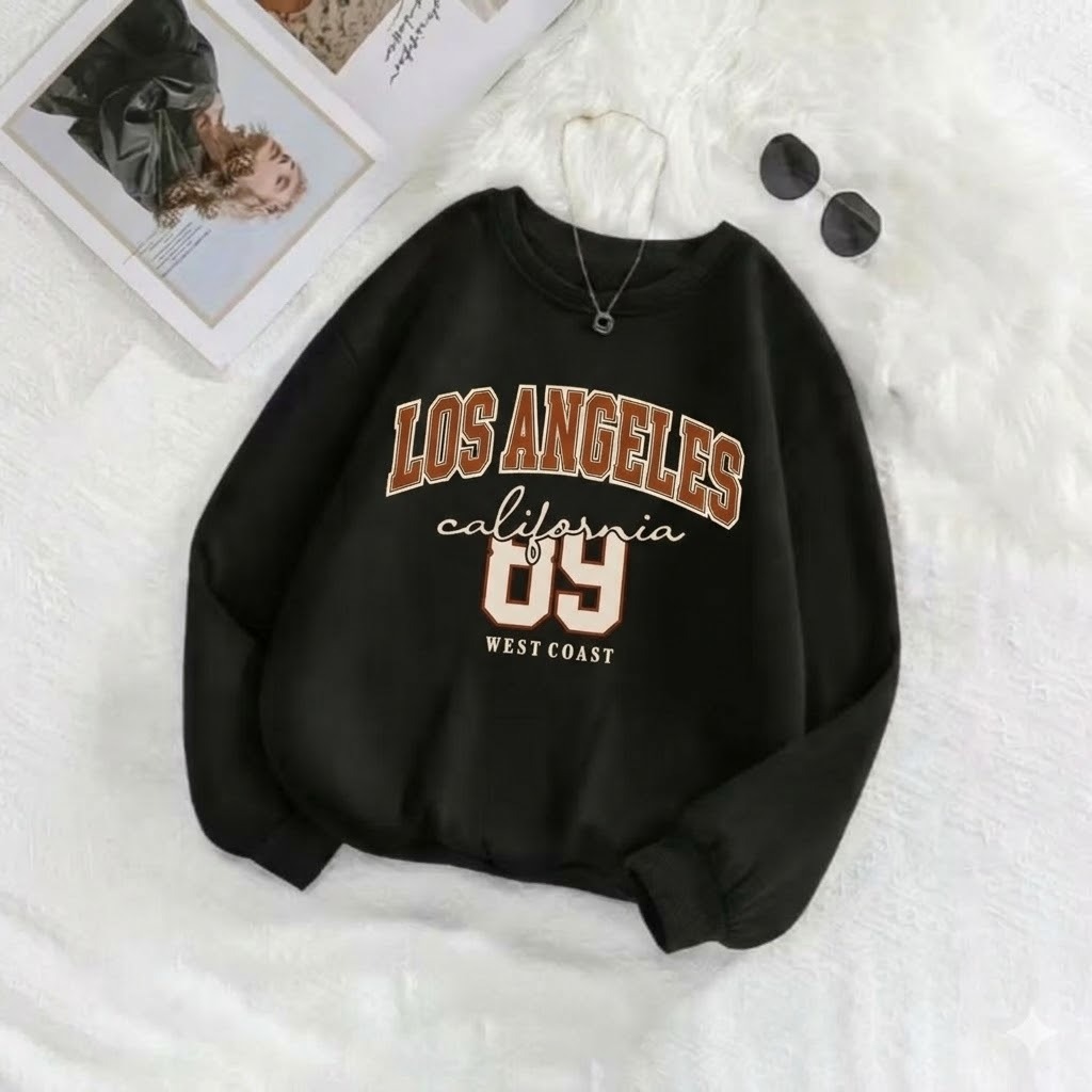 POLAR BEAR Moletom Careca Casual Confortavel Ideal Para O Inverno Estampado LOS Angeles 89