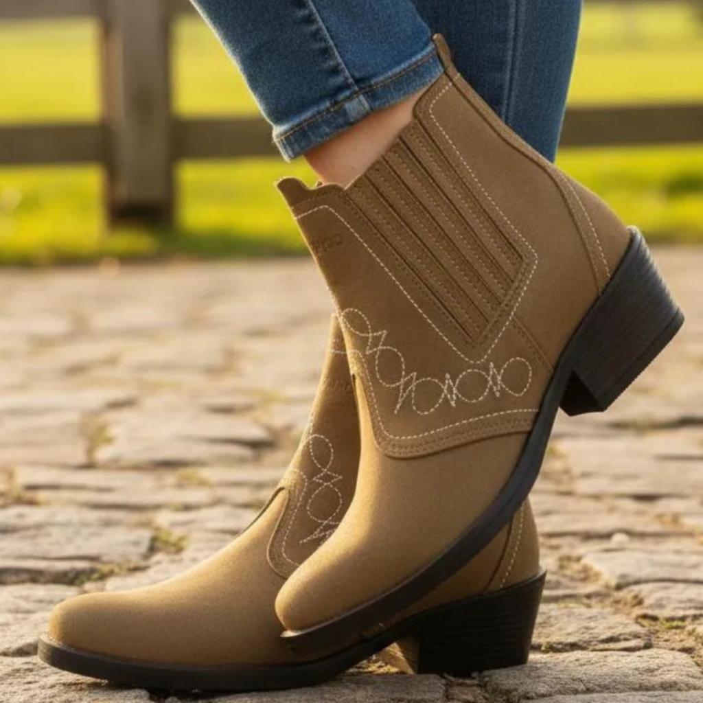 Bota Country Feminina Salto Alto Carrapeta Estilo Sertanejo Fazenda Agro Agronegocio Botina Cavalgada Rodeio  3636