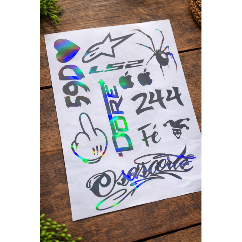 Adesivo Holográfico LS2 Osascorte  Fé Aranha Dore 59D 244 Moto Carro - kit 12 adesivos