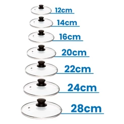 Tampa De Vidro Com Saída De Vapor de 12cm à 28cm Vários Tamanhos