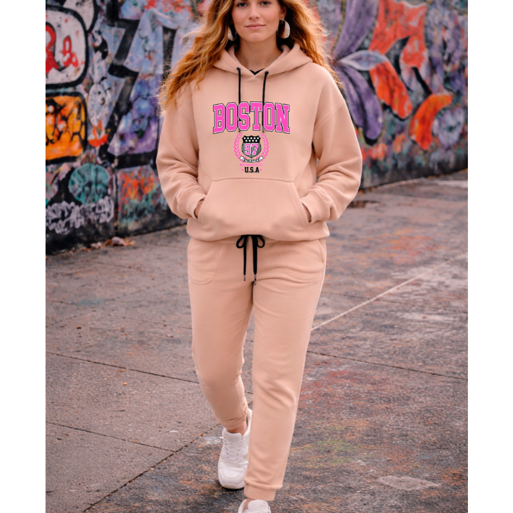 Conjunto Feminino Boston Moletom Flanelado 100% Algodão Agasalho Reforçado Inverno 2026 Estilo