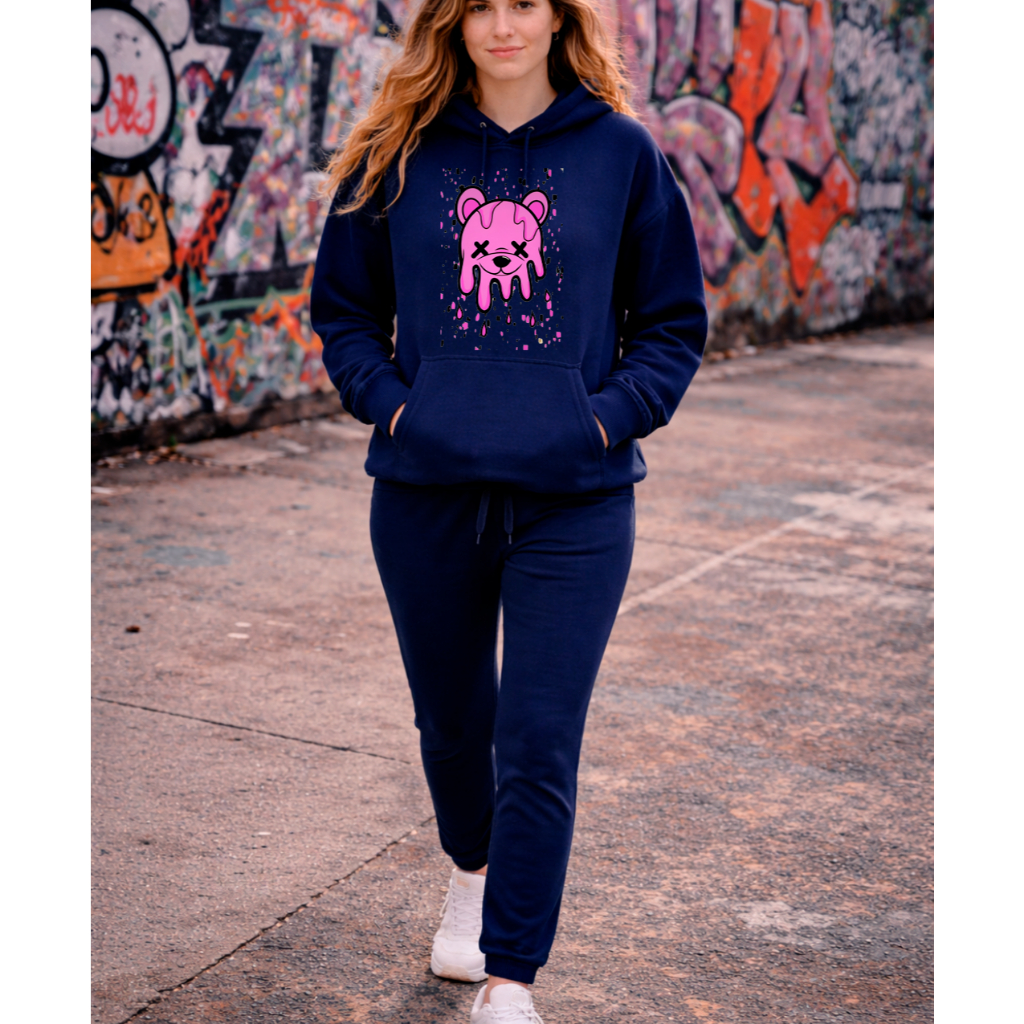 Conjunto Moletom Feminino Estampa Ursinho X Rosa Agasalho Reforçado Inverno 2026 Estilo E Conforto