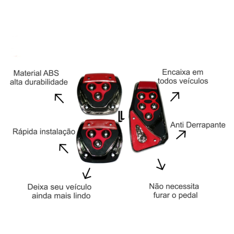 Pedaleira Automotiva Esportiva Preta Antiderrapante Universal Alumínio Premium — imagem 2 de 2