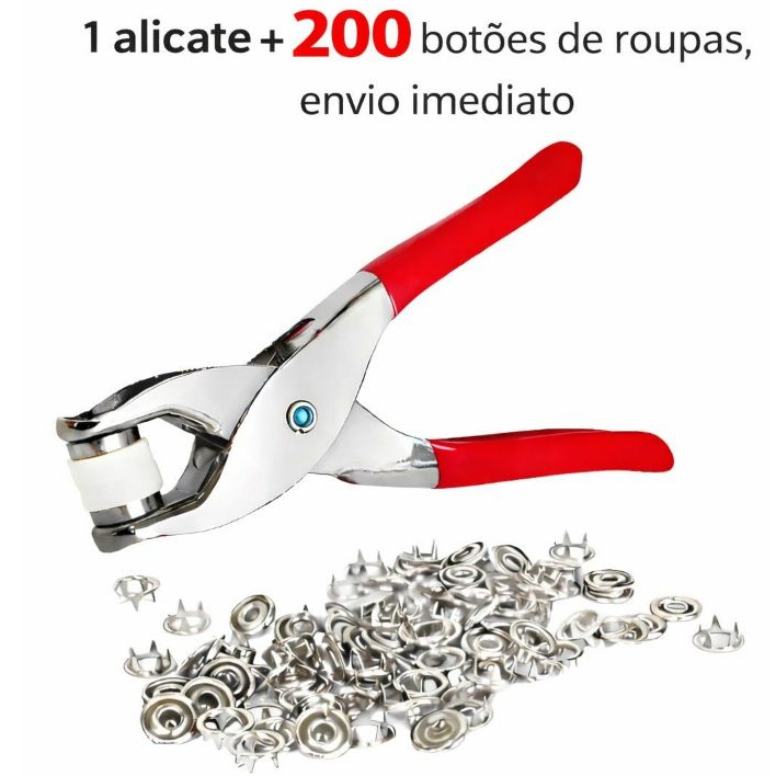 Alicate Aplicador Para Botão De Metal De Pressão Roupa Bebe com 200  botões de roupas em Oferta na Shopee