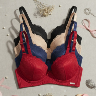 Kit com 03 Sutiãs RENDADO Reforçado Com Bojo Premium Push Up Efeito Silicone Confortável Promoção em Oferta na Shopee