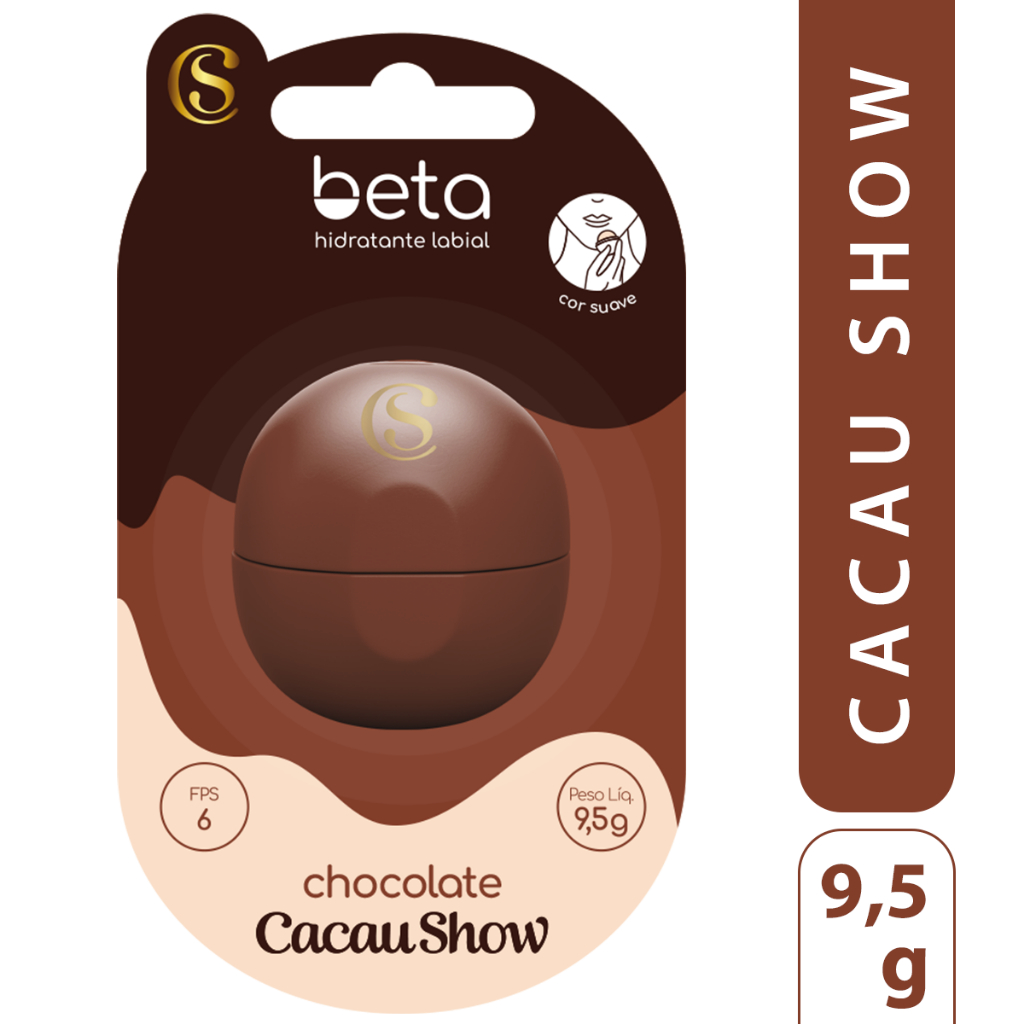 Hidratante Labial Beta Chocolate Cacau Show – Edição Especial FPS 6 em Oferta na Shopee