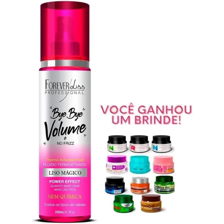 Protetor térmico Bye Bye Volume e redutor de Frizz Liso Mágico 200ml Forever Liss