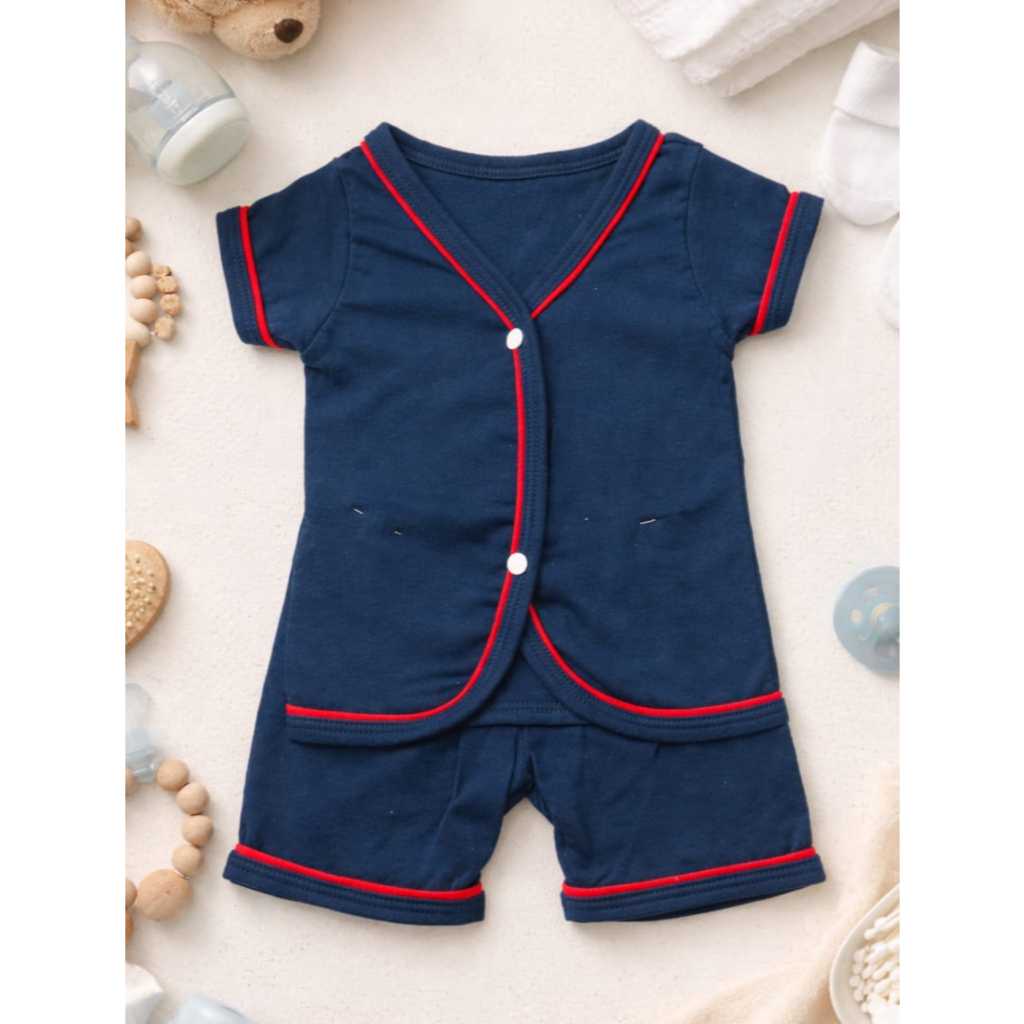 Pijama de Blogueirinho Bebê Menino Algodão Body Botões + Short Confortável 2 a 4 Meses em Oferta na Shopee