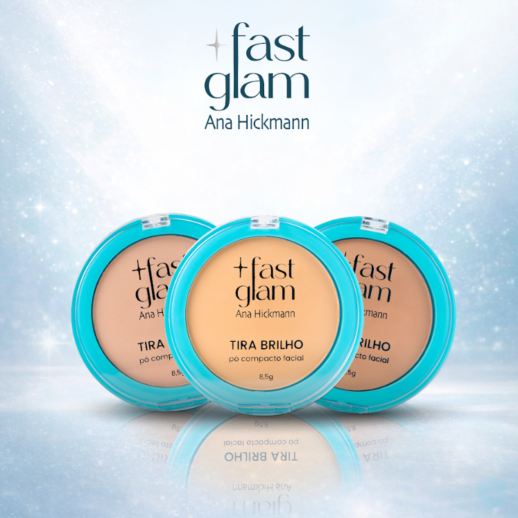Pó Compacto Tira Brilho Fast Glam Ana Hickmann Alta Cobertura Matte 6 Tons