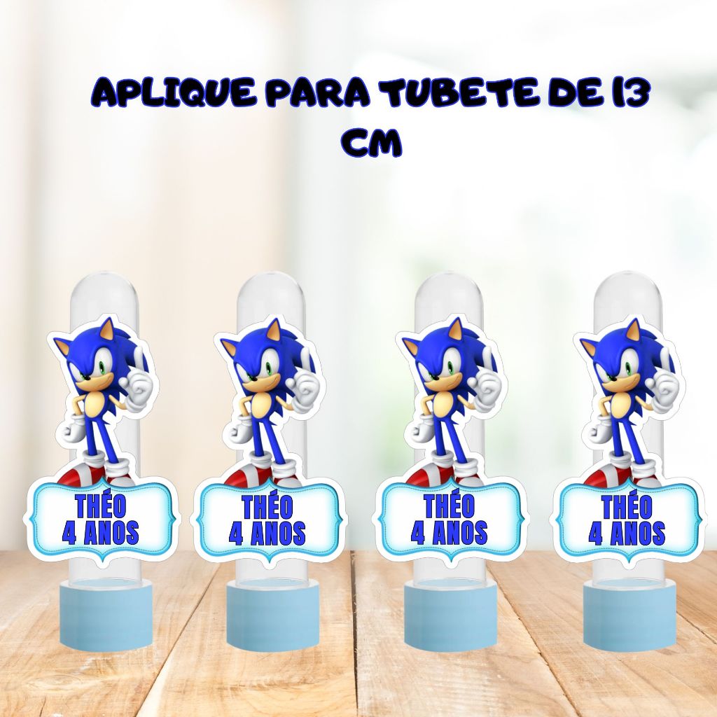 Apliques para Tubete Personalizados Sonic | Qualquer Tema | Festa Infantil | Lembrancinhas