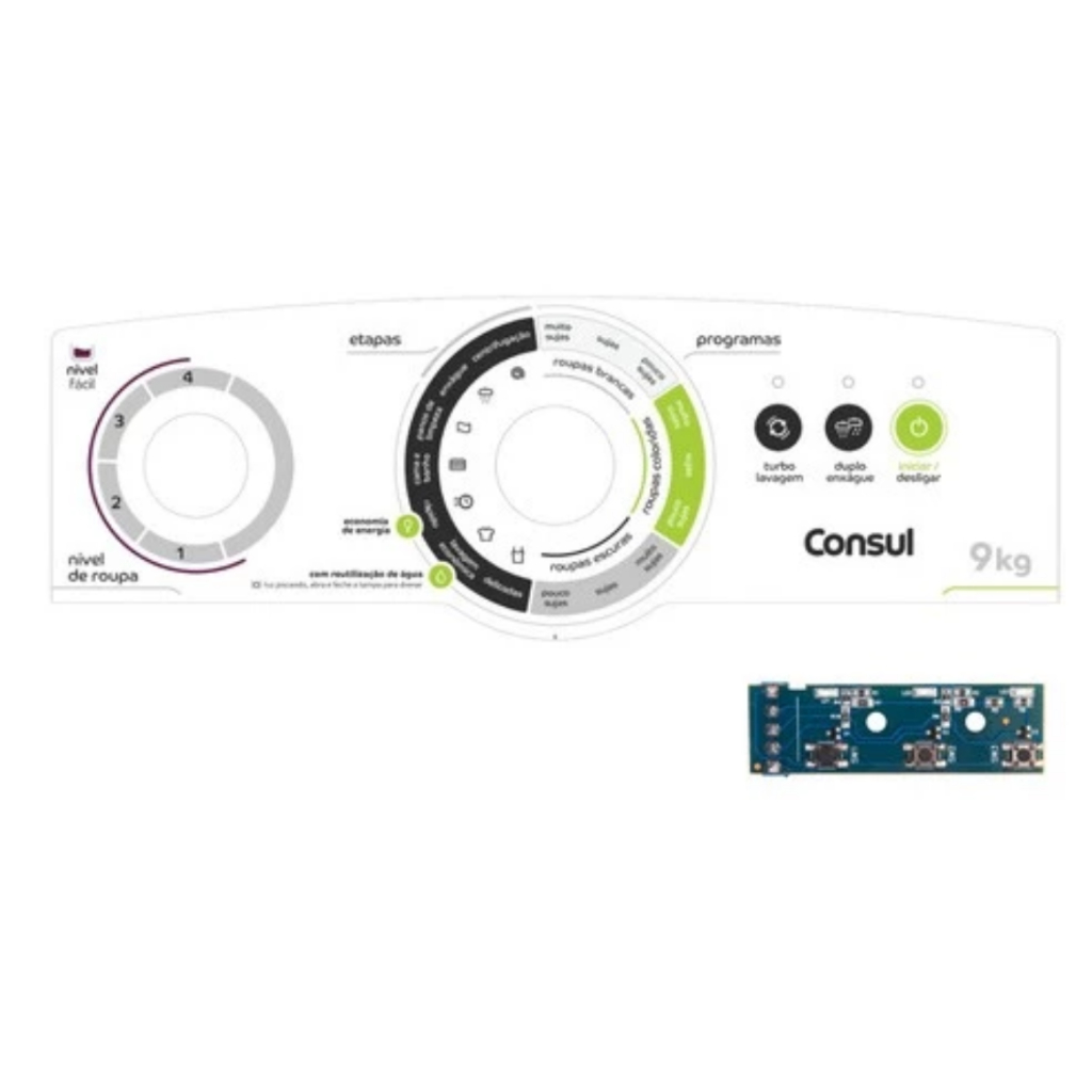 Placa Interface E Adesivo compatível  lavadora Consul Cwe09 9kg