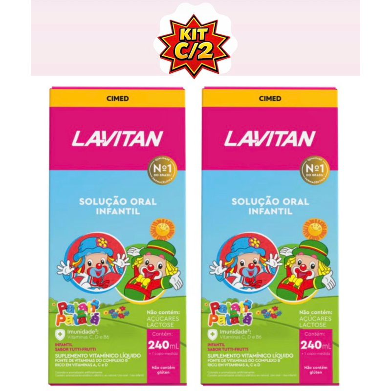 Kit c/2 Lavitan Infantil Patati Patata Tutti-Frutti com 240mL - Suplemento vitamínico rico em Vitamina A, B, C e D