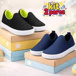 Kit Com 2 Pares De Tênis Infantil Calce Fácil em Oferta na Shopee