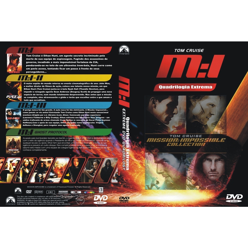Missão Impossível Quadrilogia Extrema Dublado E Legendado  AUTORADO FÃ MADE  Coleção DVD Missão Impossivel - Quadrilogia