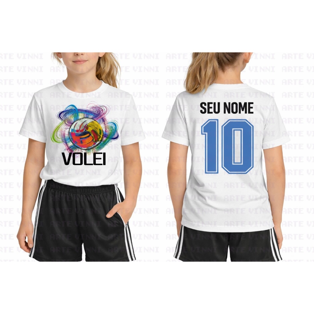 Camiseta tradicional infantil volei esporte volley ball