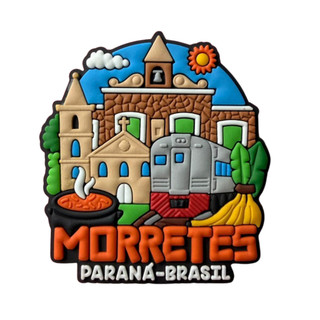 Imã de Geladeira Emborrachado Morretes PR Miscelânea - Lembrança Trem Serra do Mar Barreado
