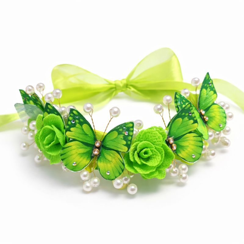 Tiara Infantil Verde Sininho - Conforto e Artesanato com Pérolas e Strass