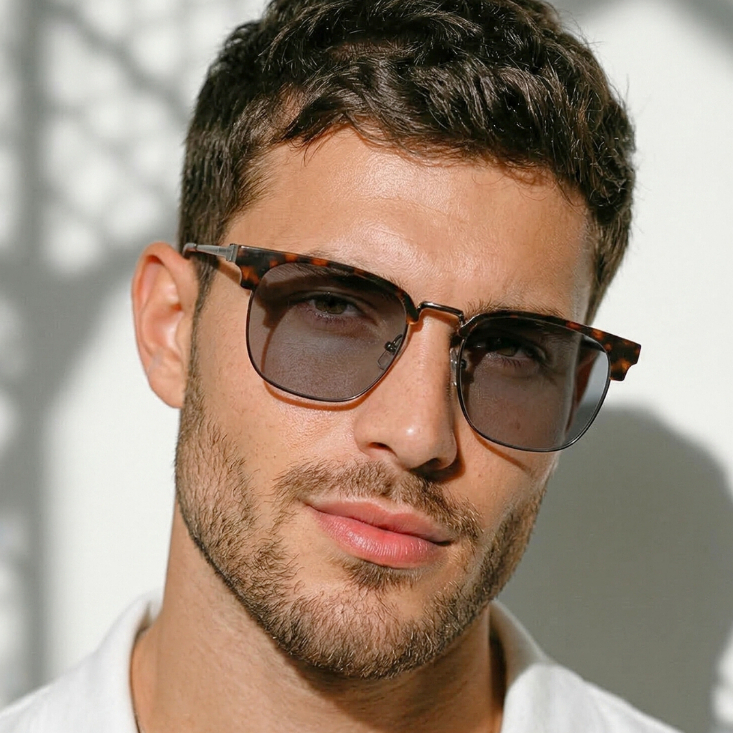 Óculos de Sol Quadrado Animal Print Club Premium Classico Elegante Tendencia Blogueira uv400