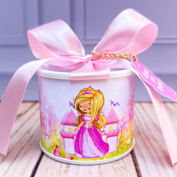Kit Tubolatas Princesa Aurora baby 10 unidades personalizadas com chaveiro 5×6  - Lembrancinha de Aniversário