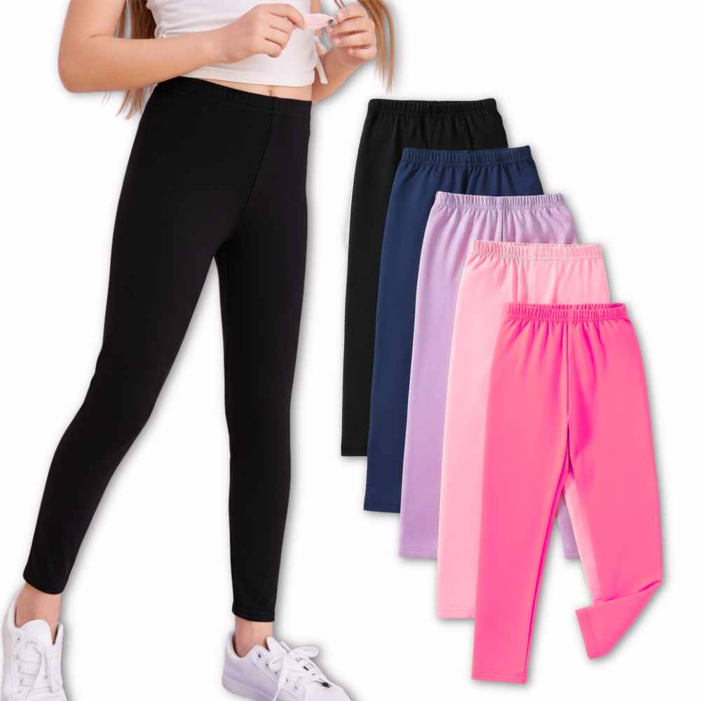 Kit 5 Calças Legging Infantil Juvenil Feminina de Cotton para Menina com Cores Sortidas e Conforto