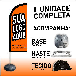 WIND BANNER 2,0M OU 2,7M COMPLETO PERSONALIZADO KIT COM BANDEIRA DUPLA FACE+HASTE EM ALUMÍNIO+BASE REFORÇADA