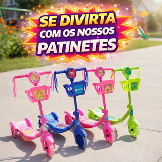 Patinete Infantil  C / Cesta Luz E Som Dino - HK Brinquedos em Oferta na Shopee