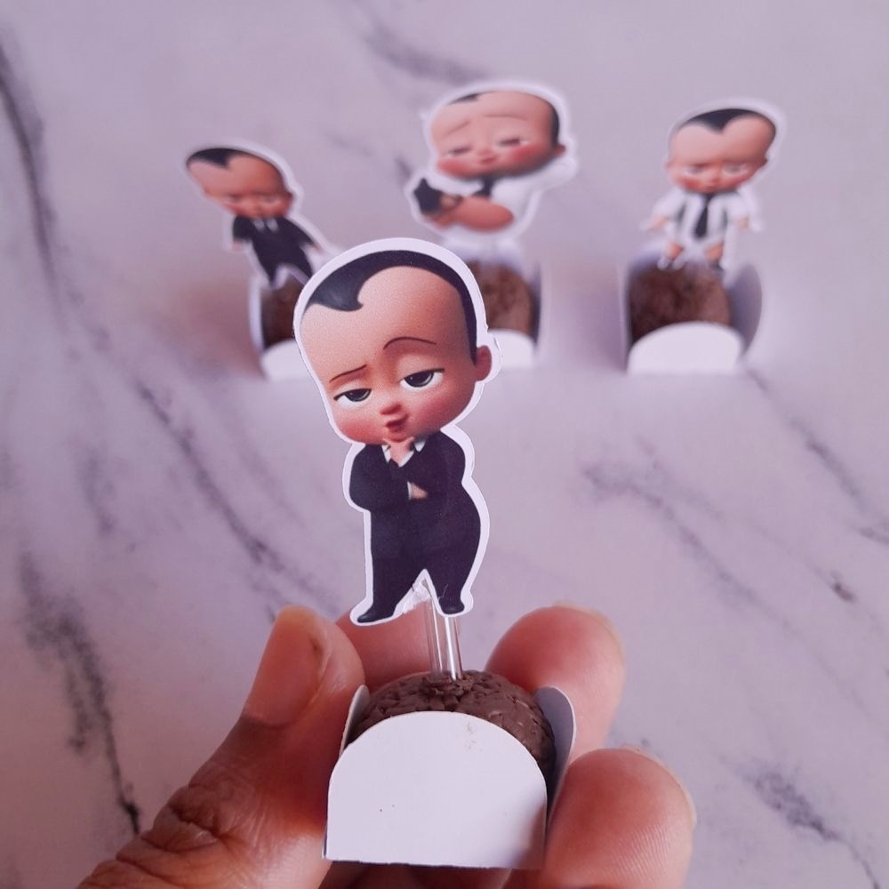 toper docinho O poderoso chefinho moreno personalizado no tema/ lembrancinha de festa/ aniversario
