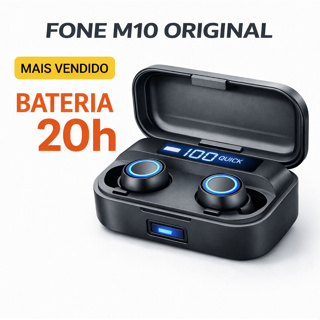Fone M10 Bluetooth Sem Fio Original Display Digital Bateria 20h Android e iPhone Grave Potente em Oferta na Shopee