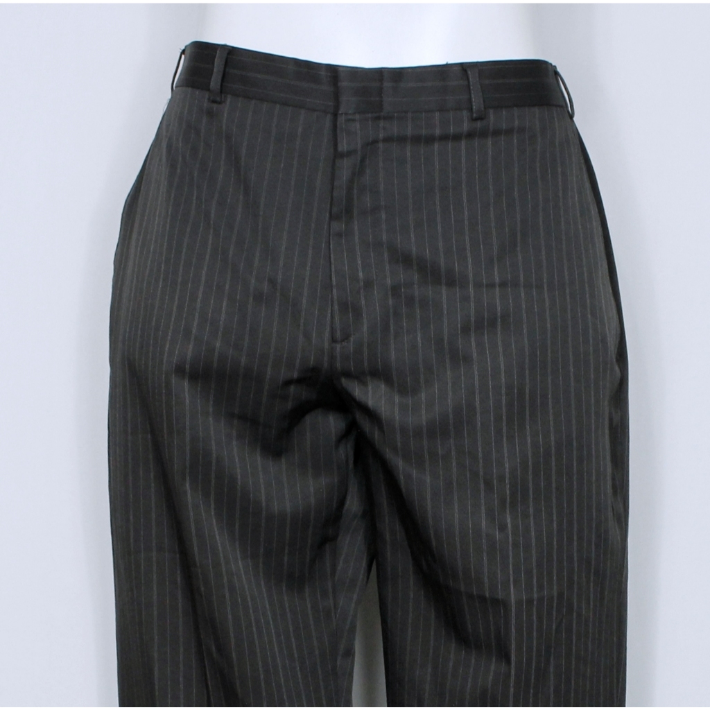 Calça social alfaiataria masculina plus size risca de giz cinza - Veste 46 - Ref. 5470 (brechó)