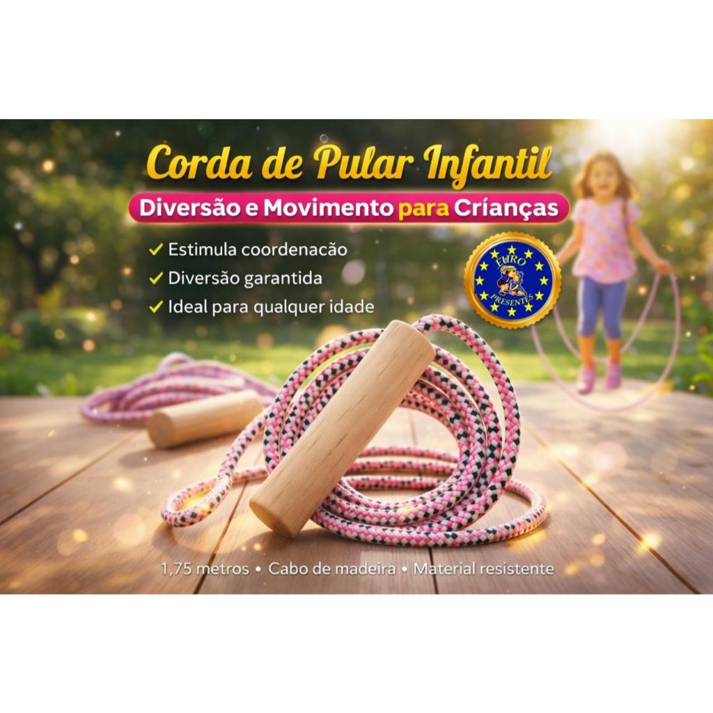 30UN Cordas de pular brinquedo infantil 1,75 metros com cabo de madeira lixada