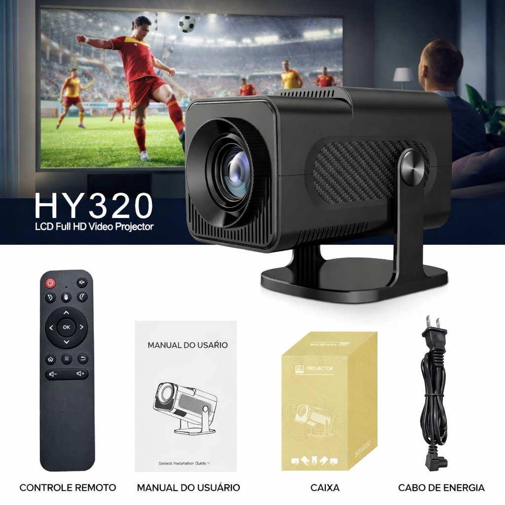 Mini Projetor Portatil 5G Android HDMI Smart Cinema 4K HD HY320 Bivolt Envio Imediato