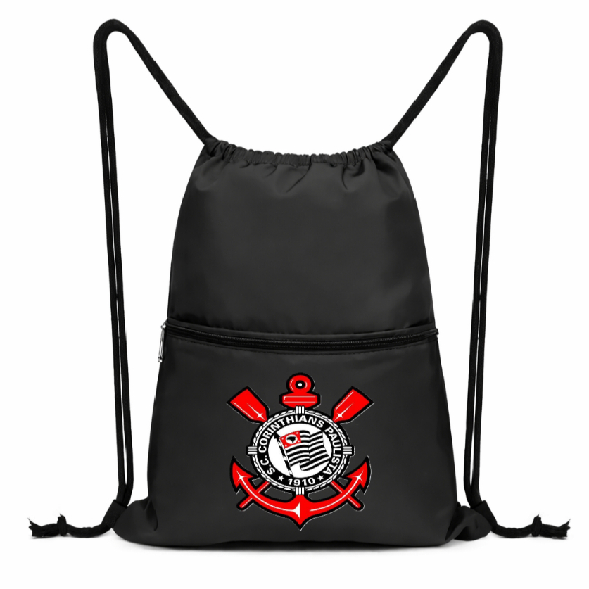 Sacola Mochila Porta Acessórios Impermeável Time Timão Futebol Nylon Resistente Torcedor