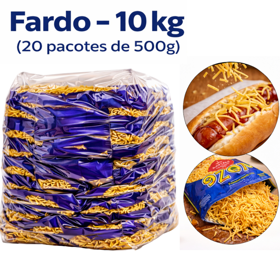Fardo 10kg 20 Unidades Batata Palha Batatinha Crocante Sequinha Vô Zé para Lanche Hot Dog Strogonoff